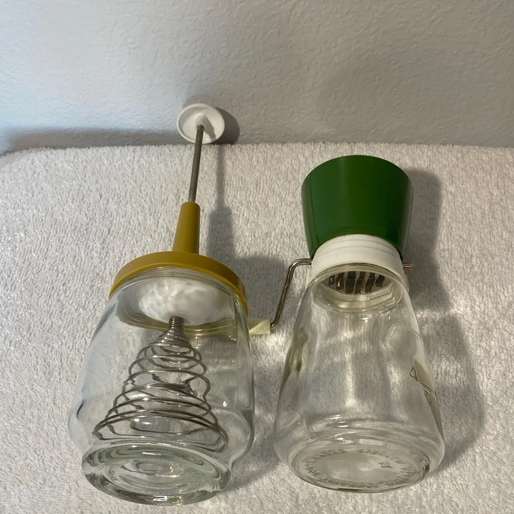 Retro Yellow and Green Glass Kitchen Tools Set